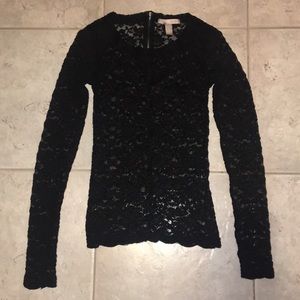 Black Lace Long Sleeve Top